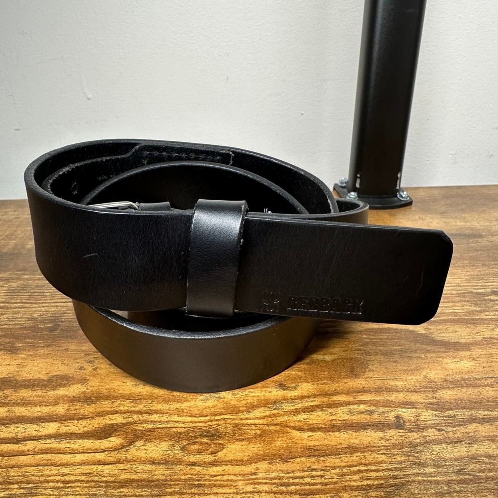 Redback Mens Black Waxed Full Grain Leather Work Belt Size 38 Made in Mexico